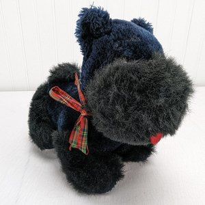 Vintage Fanciful Friends Black Scottie Dog Plush Stuffed Animal 1988 Kid Duds